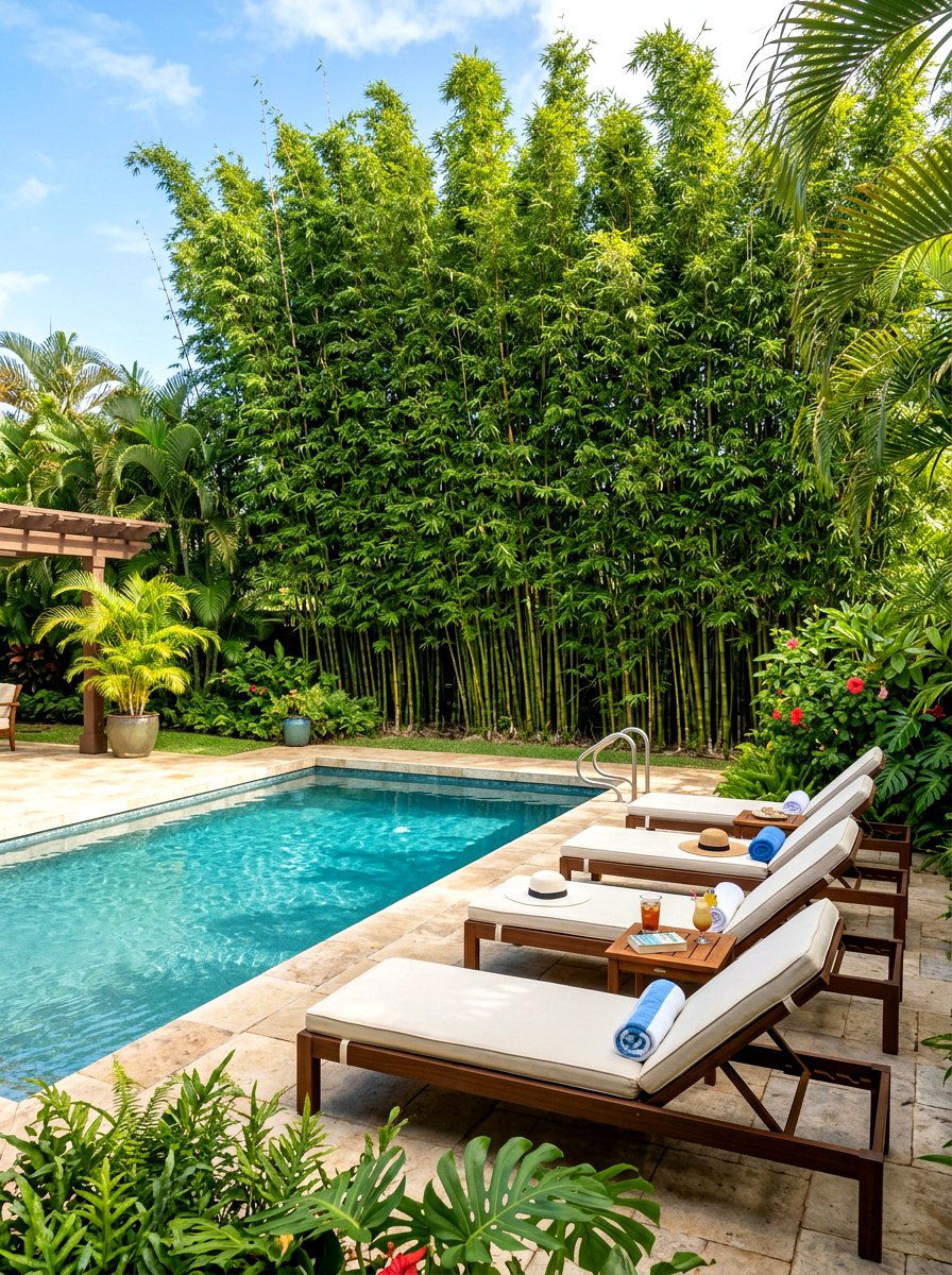Bamboo Privacy Screen - 30 pool landscaping ideas