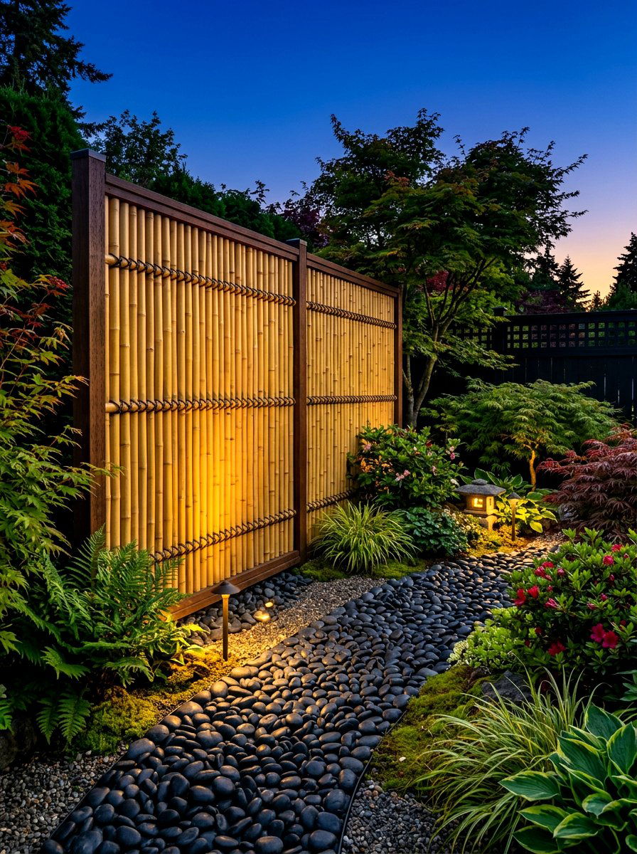 Bamboo Privacy Screen - 30 side yard landscaping ideas