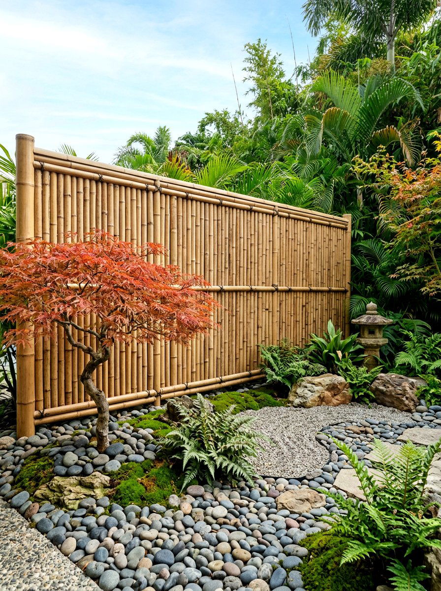 Bamboo Privacy Screen - 30 utility box cover ideas