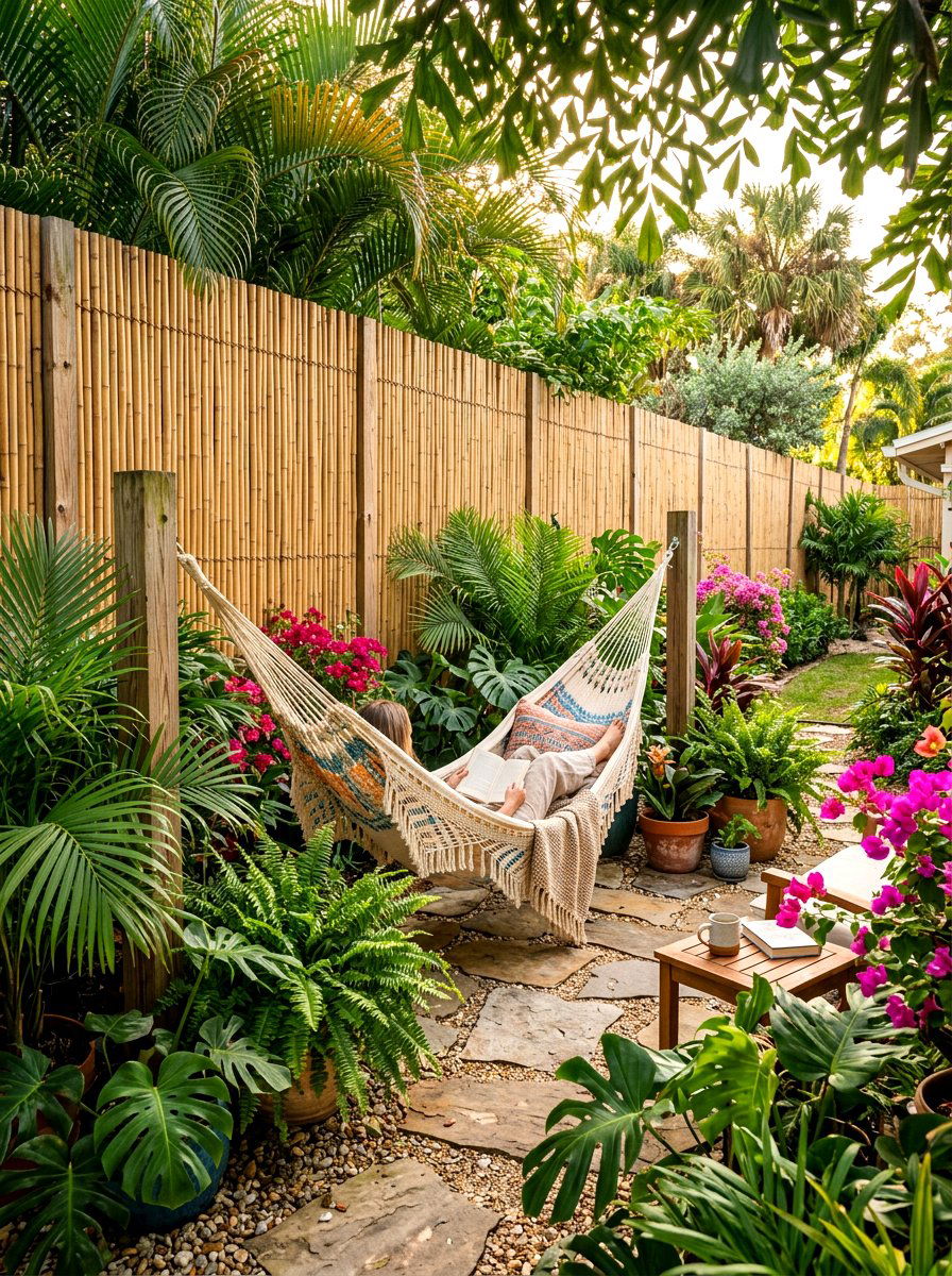Bamboo Privacy Screen - 30 budget backyard ideas