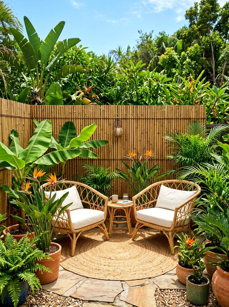 Bamboo Privacy Screen - 30 budget garden ideas