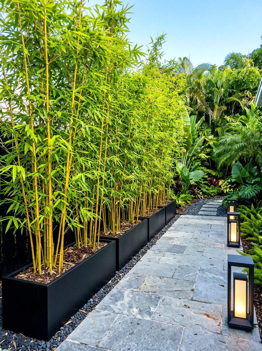 Bamboo Privacy Screen Hedge - 30 private backyard oasis ideas