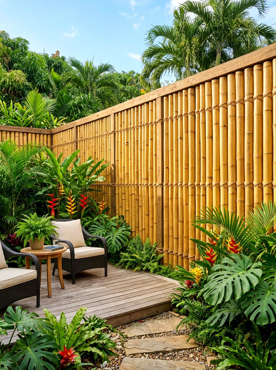 Bamboo Privacy Wall - 30 decorative fence ideas