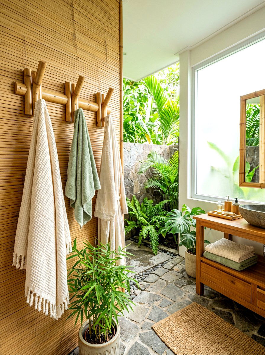 Bamboo Robe Hook - 30 robe hook bathroom ideas