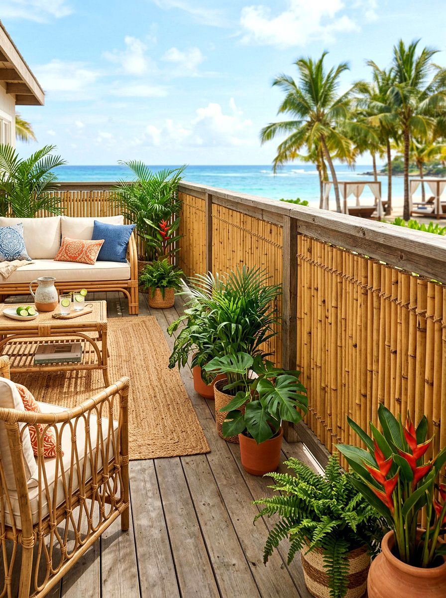 Bamboo Roll Deck Privacy - 30 deck privacy ideas