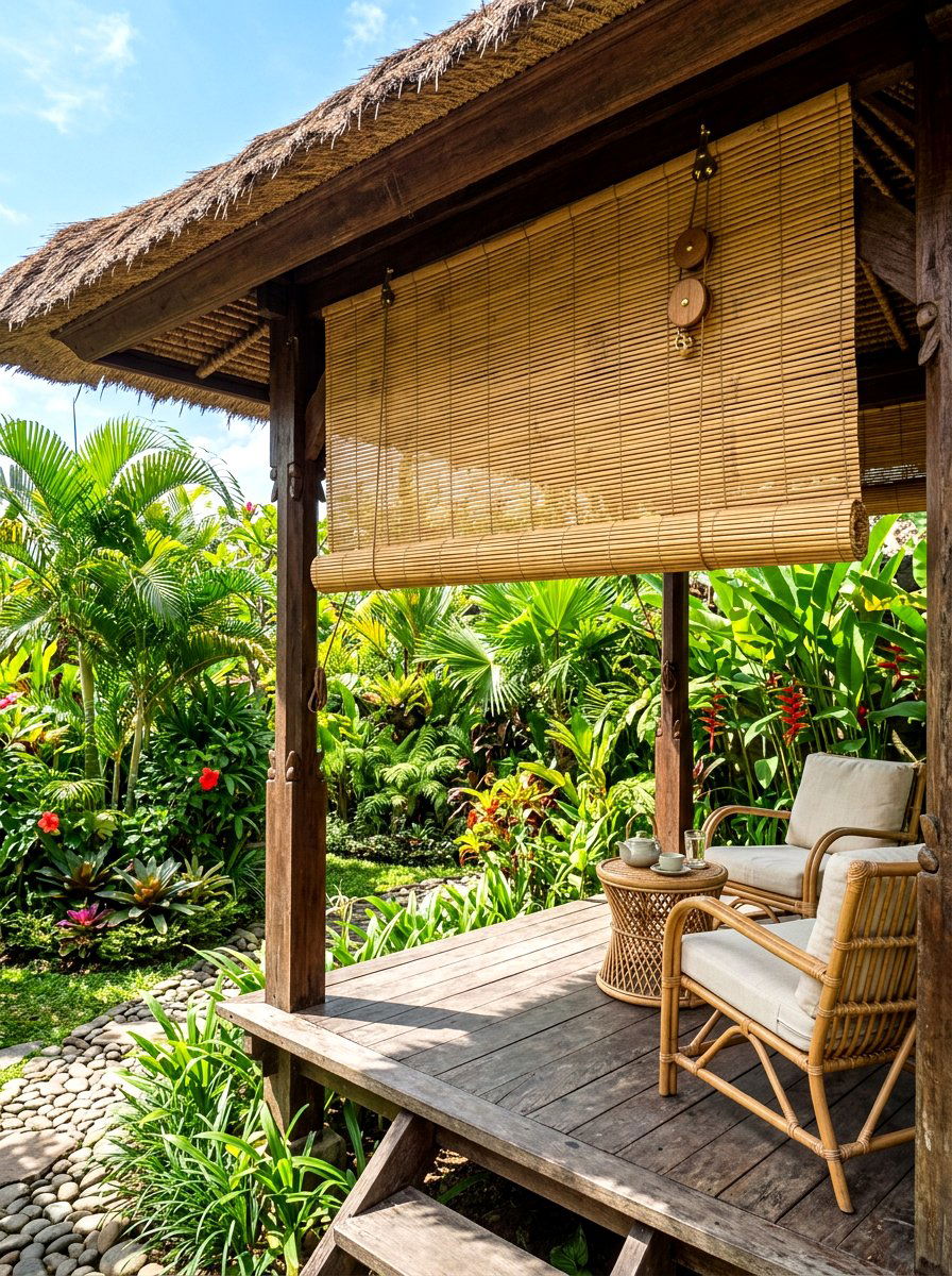 Bamboo Roll Up Shade - 30 gazebo curtain ideas