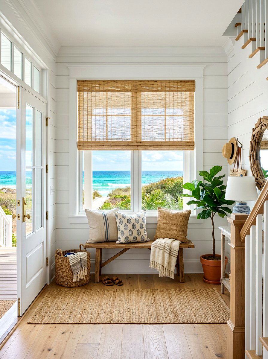 Bamboo Roman Window Shade - 30 Nancy Meyers entryway ideas
