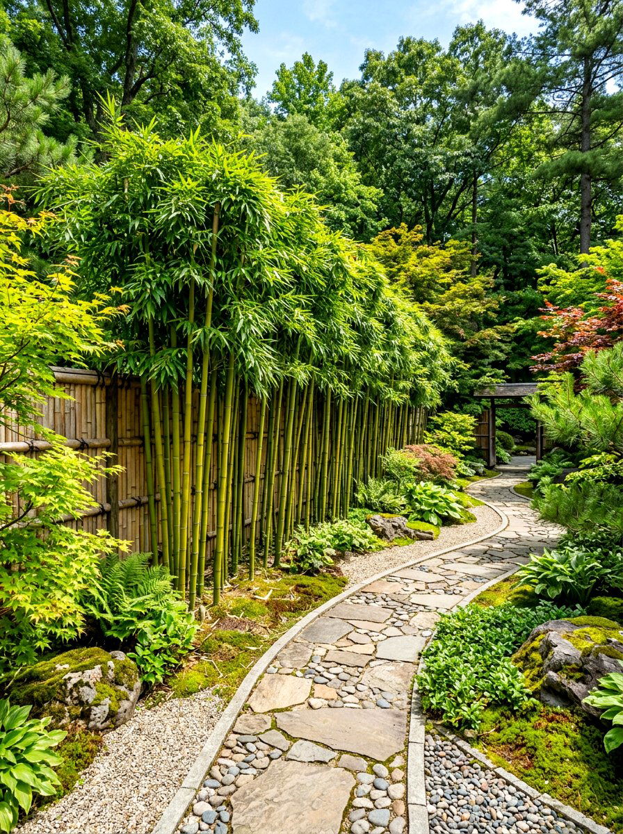 Bamboo Screen Fence - 30 tree border landscaping ideas