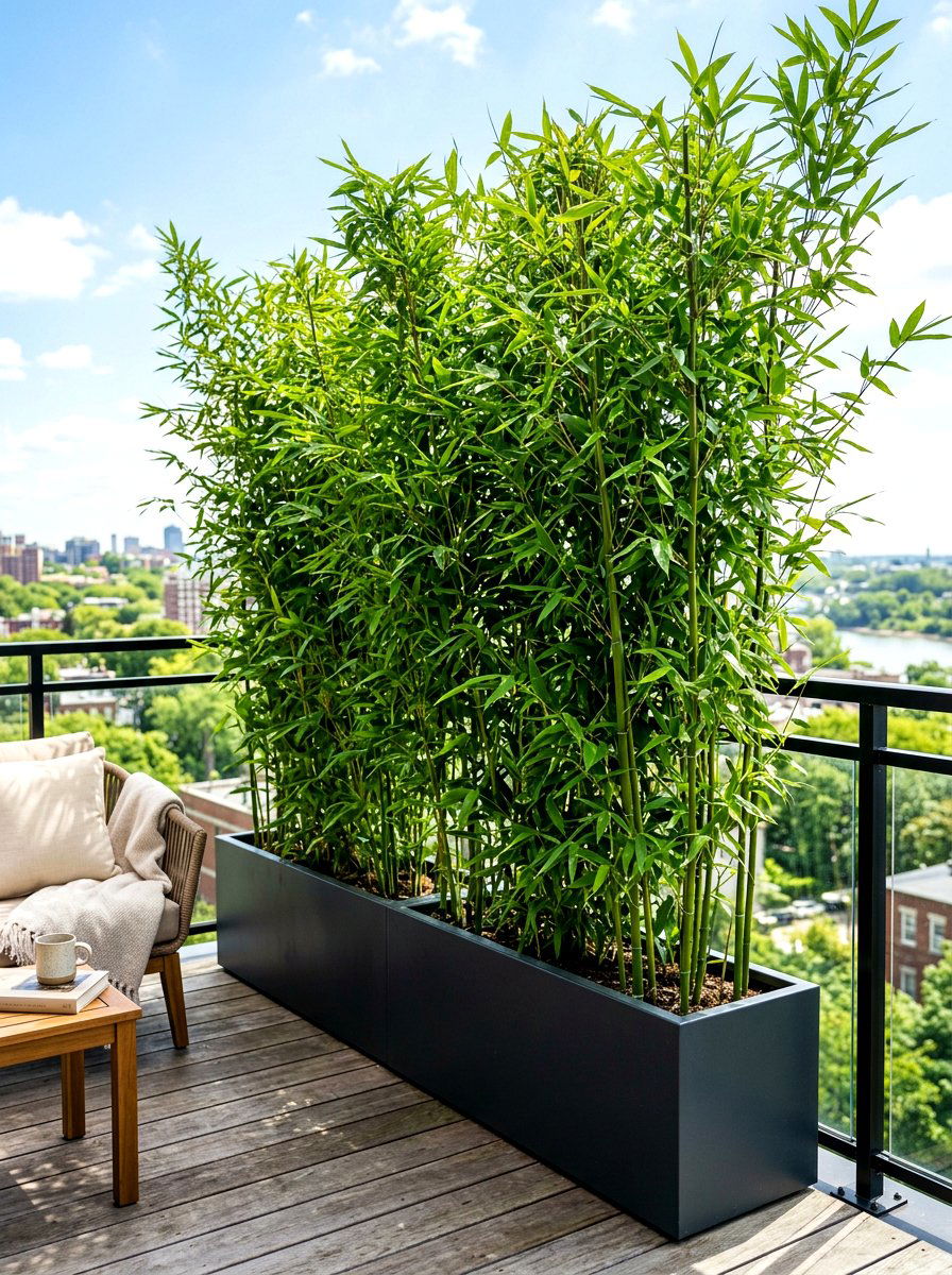 Bamboo Screen Planter - 30 container plant arrangement ideas