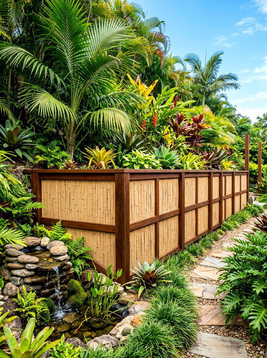 Bamboo Screen Retaining - 30 timber retaining wall ideas