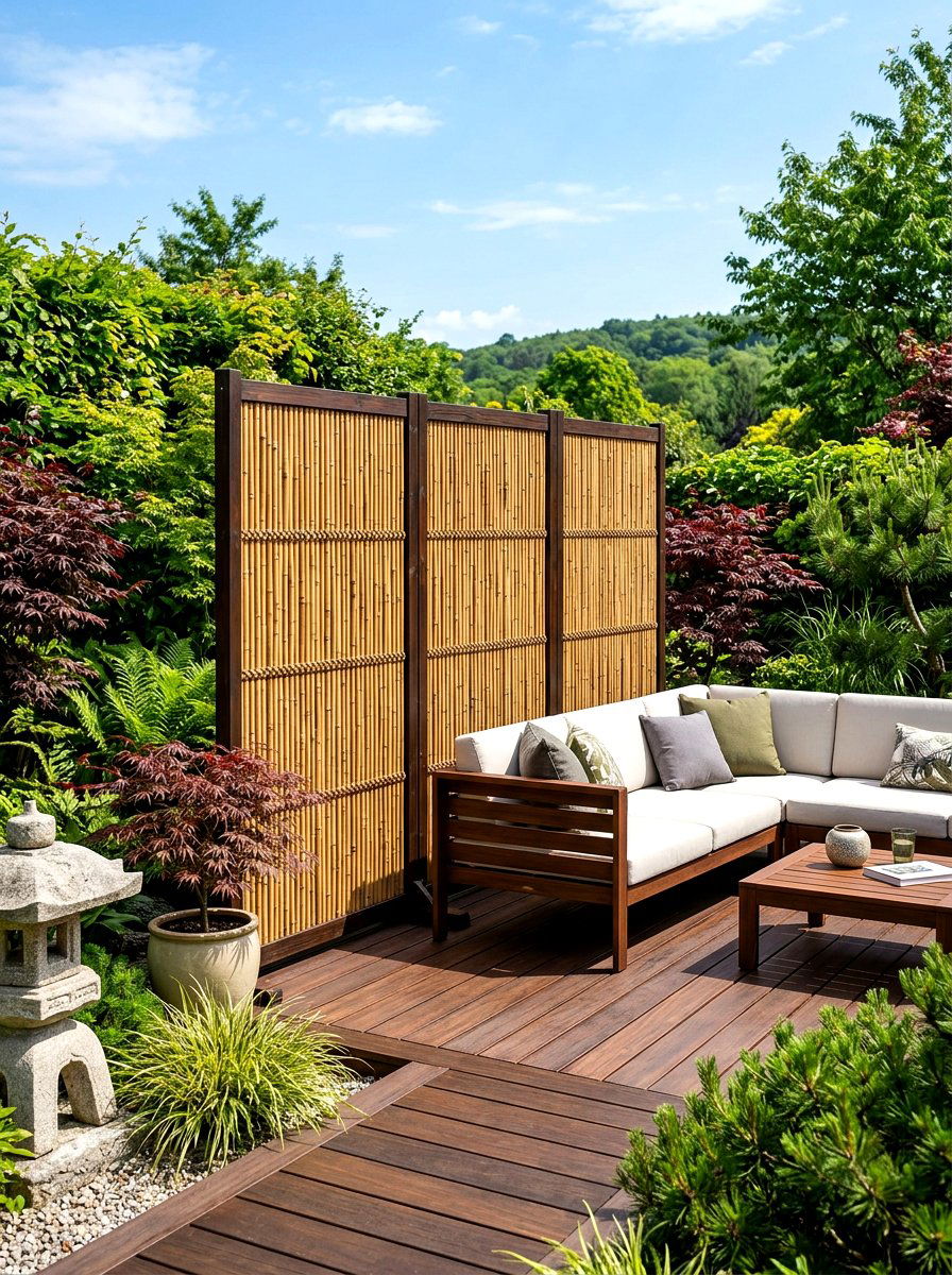 Bamboo Screen Room Divider - 30 budget outdoor furniture ideas