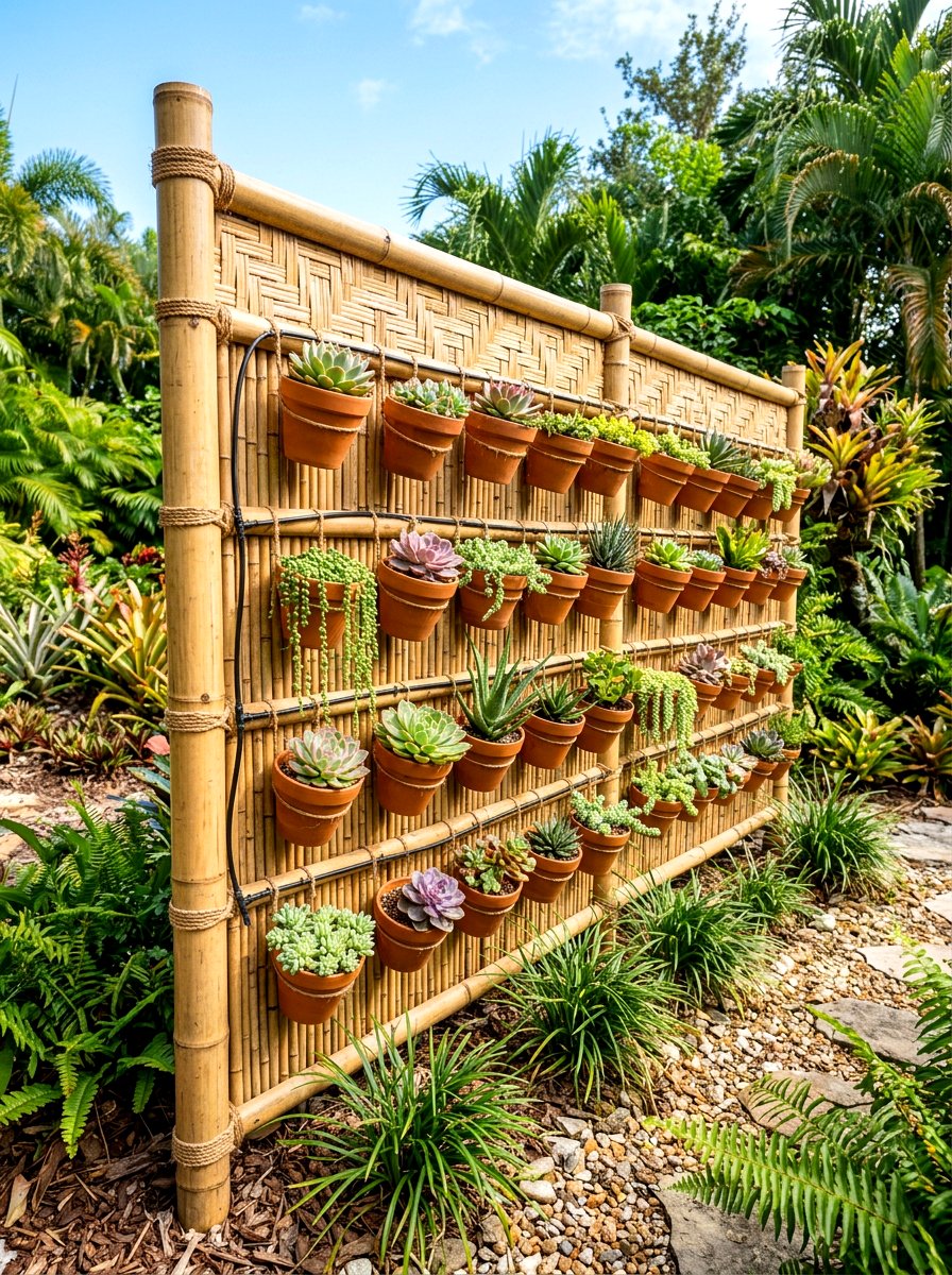 Bamboo Screen Vertical Garden - 30 small vertical garden ideas