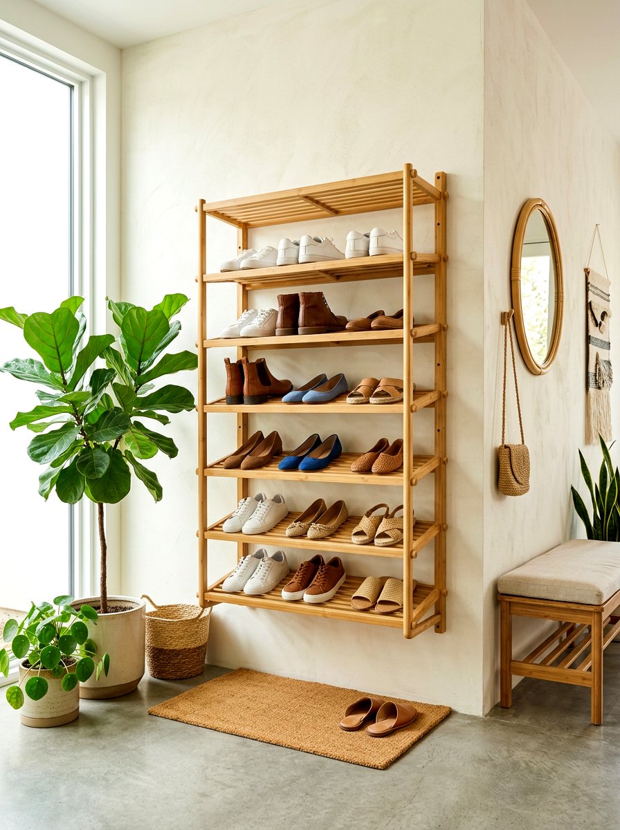 Bamboo Shoe Rack - 30 shoe wall storage ideas