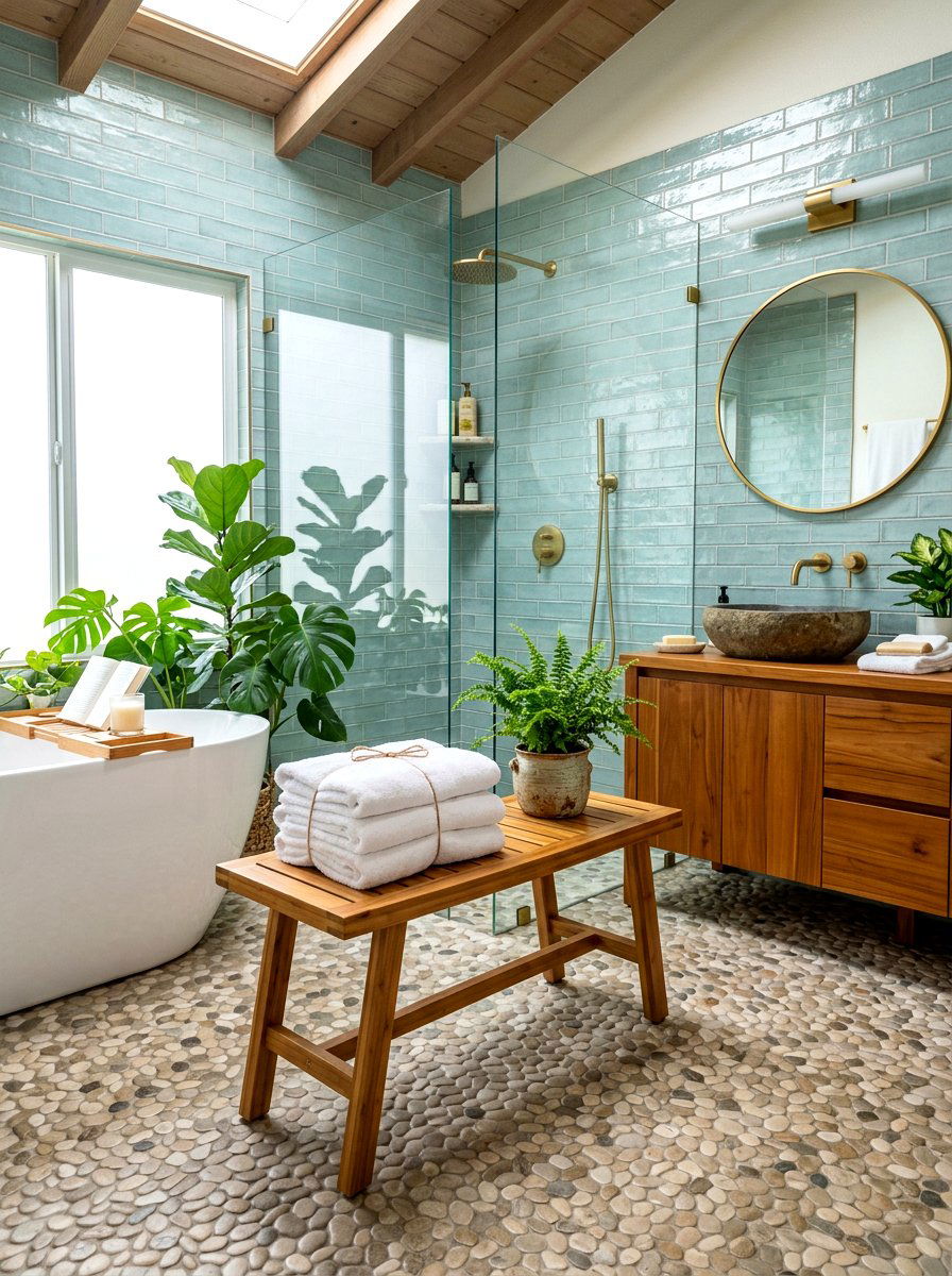 Bamboo Shower Bench - 30 shower bench styling ideas