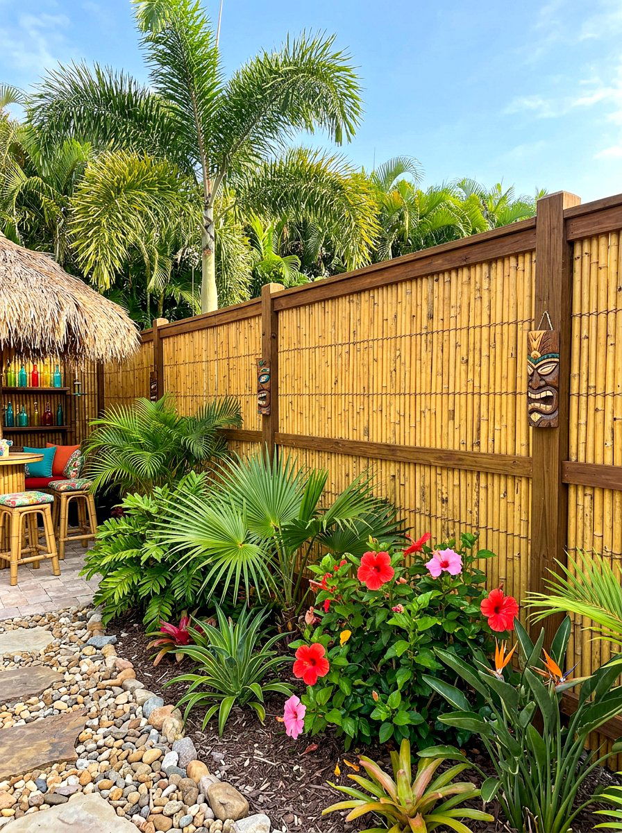 Bamboo Slat Fence - 30 outdoor room divider ideas