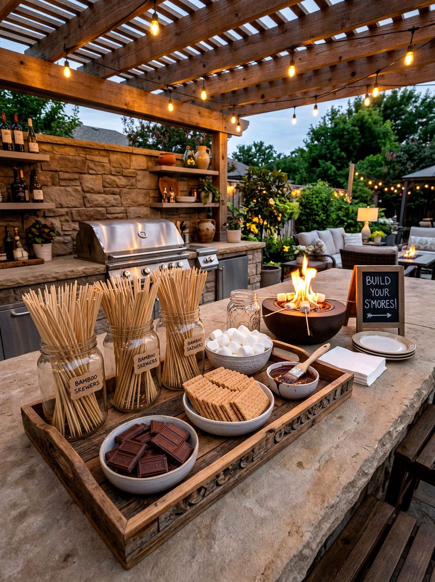 Bamboo Smores Skewers - 30 s'mores station ideas