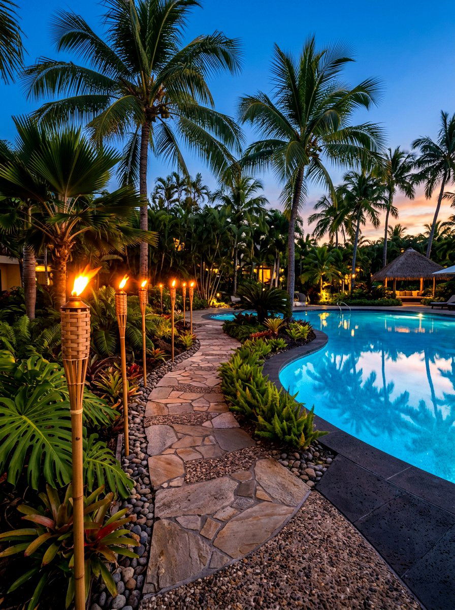 Bamboo Solar Torch Lights - 30 pathway lighting ideas