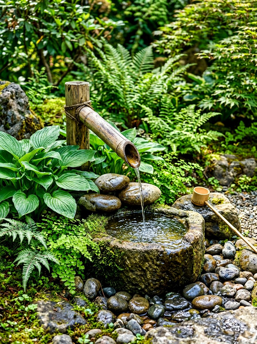 Bamboo Spout Water Feature - 30 Japanese garden ideas