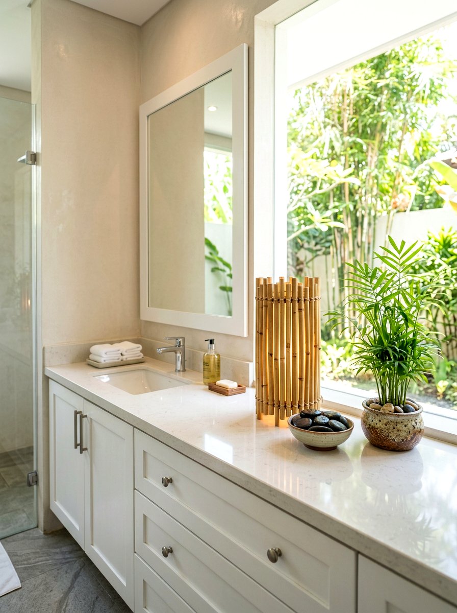 Bamboo Stick Lamp - 30 mini lamp bathroom counter ideas
