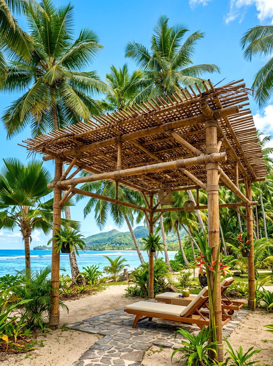 Bamboo Stick Pergola - 30 budget pergola ideas