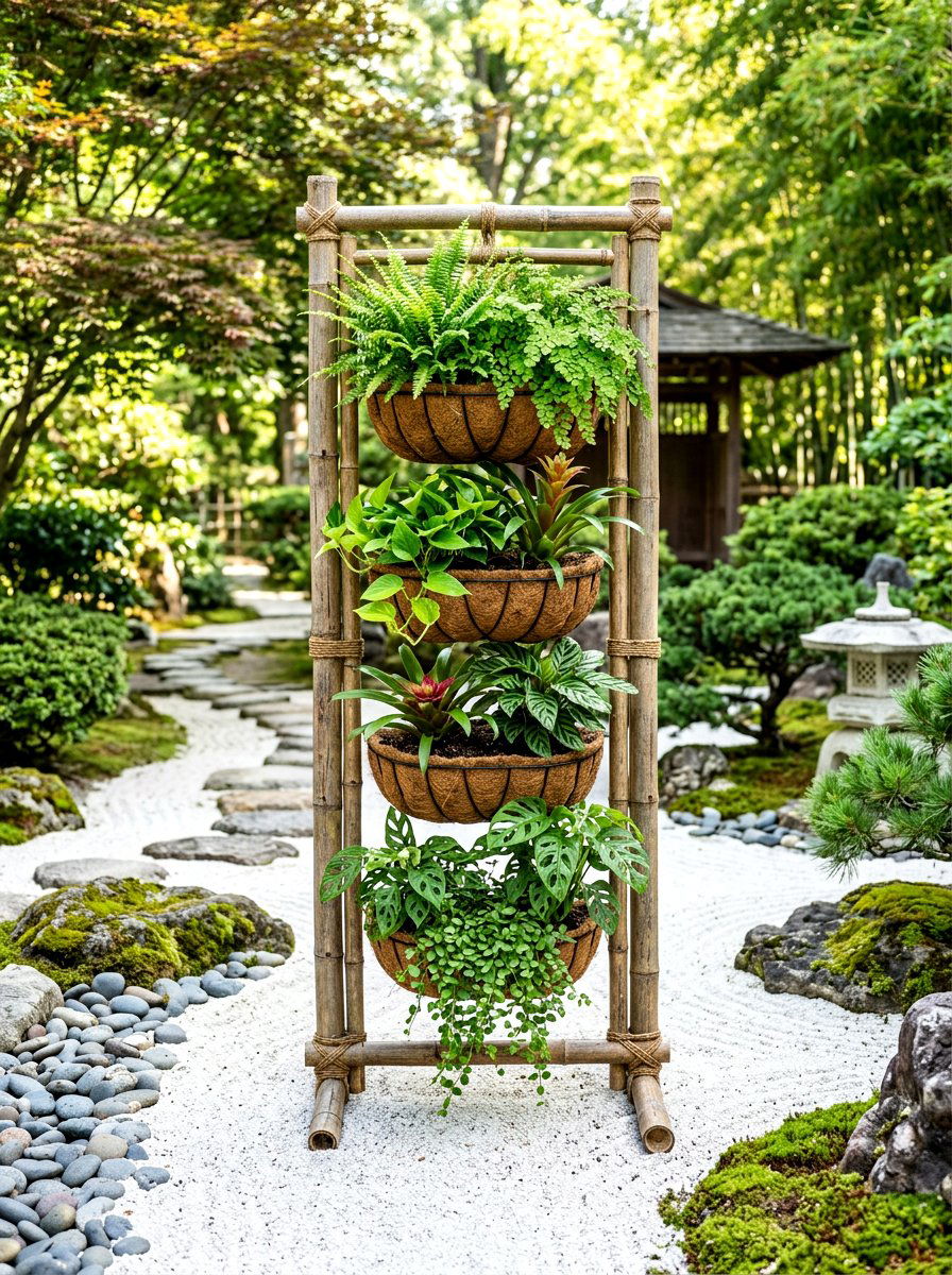 Bamboo Stick Vertical Planter Box - 30 vertical planter box ideas