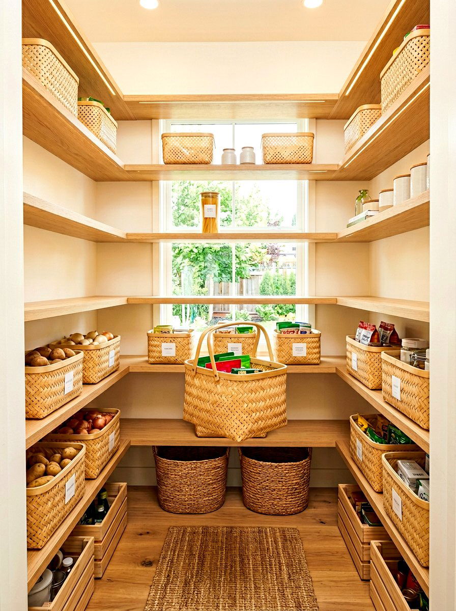Bamboo Storage Basket - 30 basket pantry organization ideas