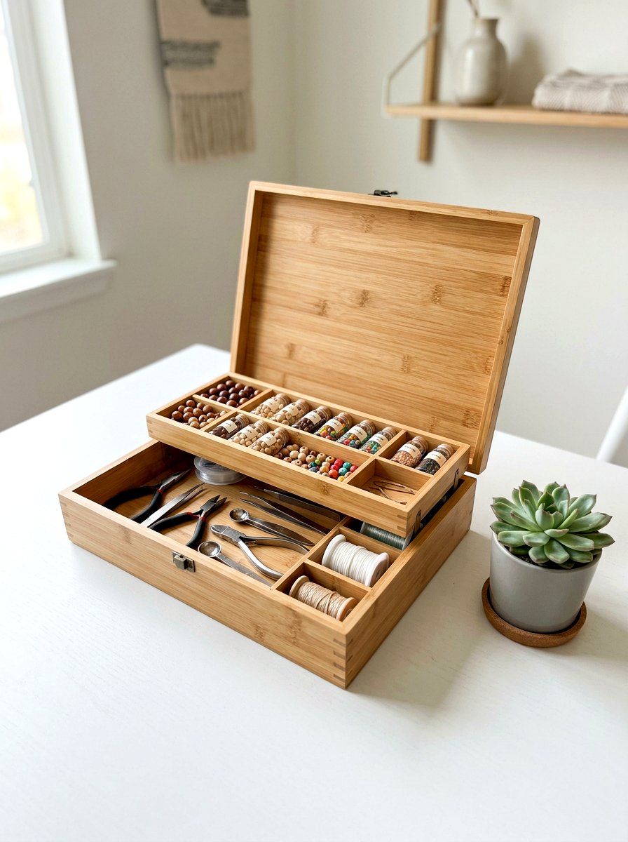 Bamboo Storage Box - 30 organizing a craft room ideas