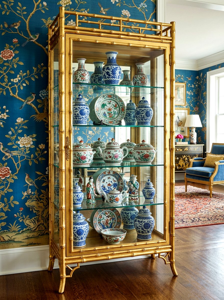 Bamboo Style Display Case - 30 dining room china display ideas