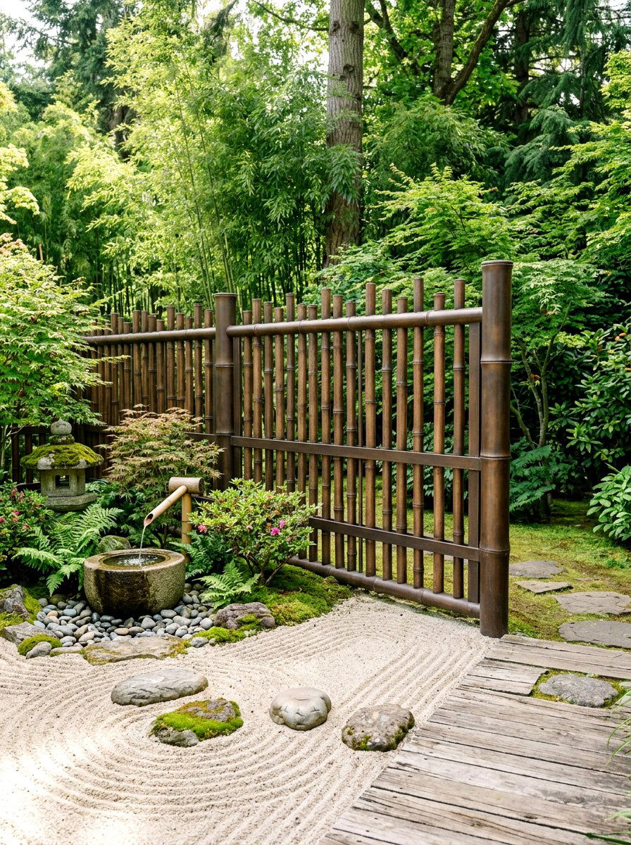 Bamboo Style Metal Fence - 30 metal fence ideas