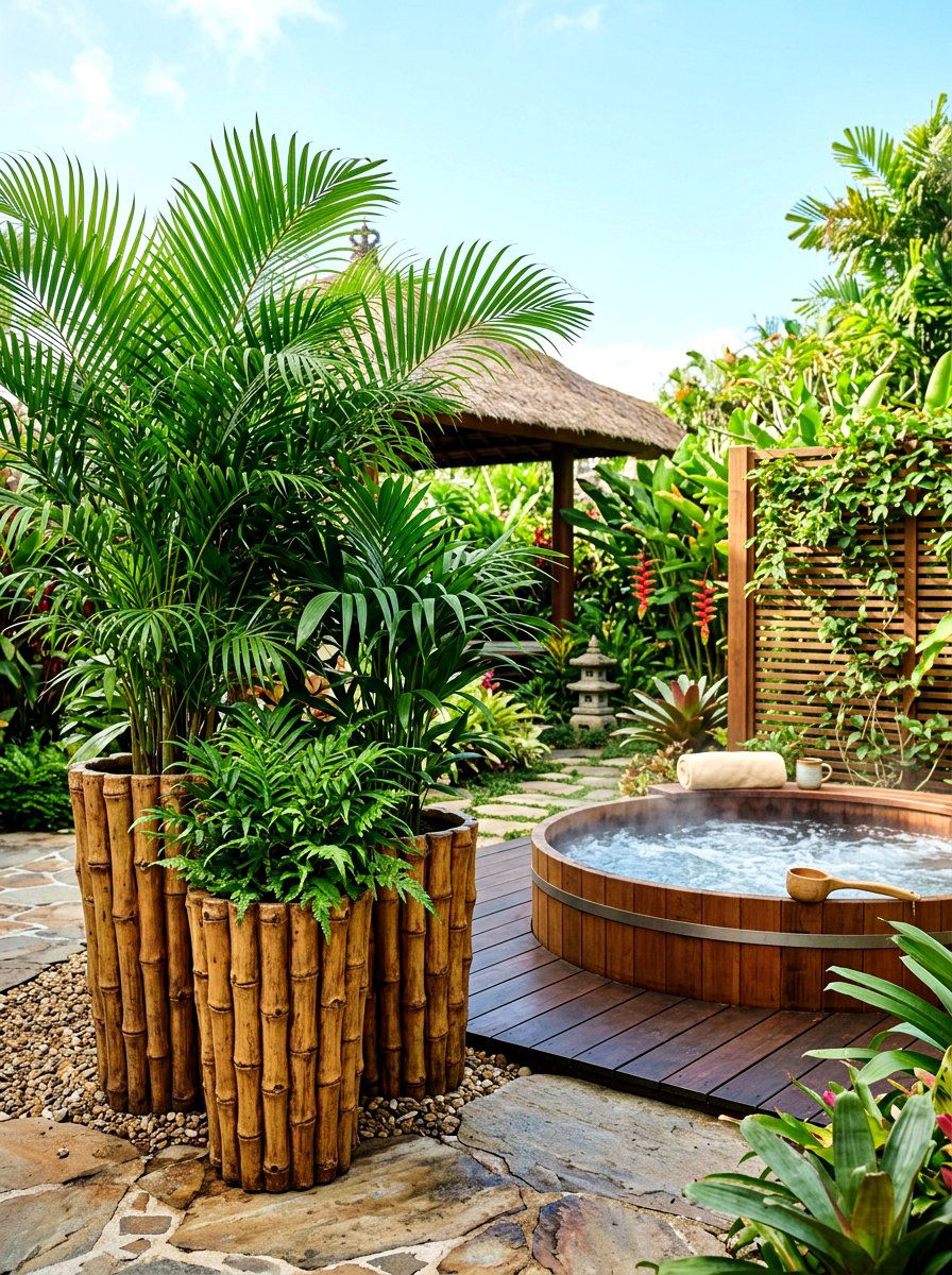 Bamboo Style Outdoor Planter - 30 large planter ideas