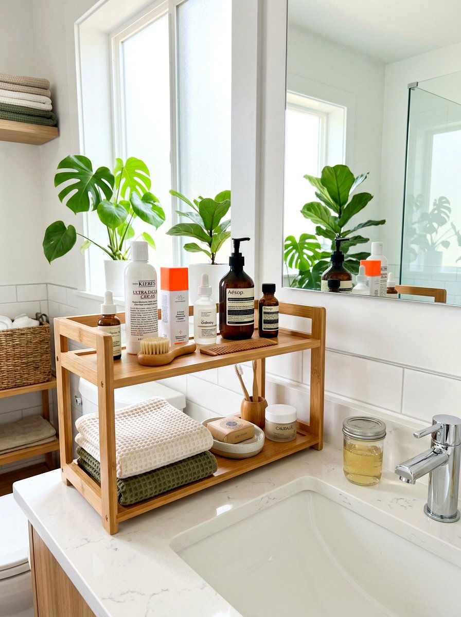 Bamboo Tiered Sink Organizer - 30 under sink storage rental ideas