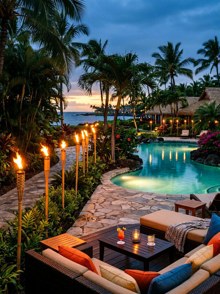 Bamboo Tiki Torches - 30 no harsh light patio ideas