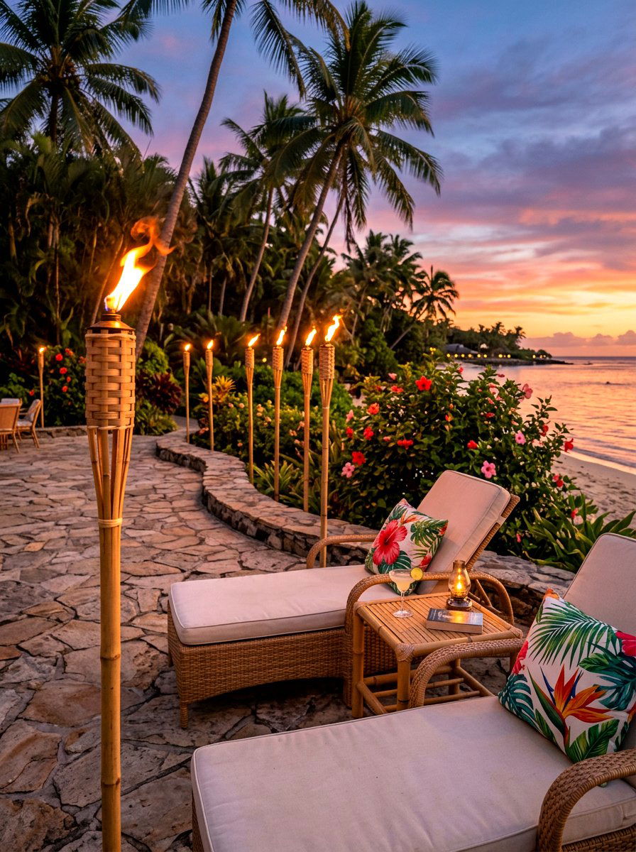 Bamboo Tiki Torches - 30 patio date night ideas