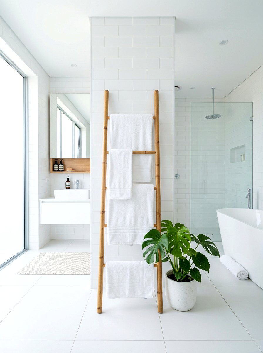 Bamboo Towel Ladder - 30 bamboo home decor ideas