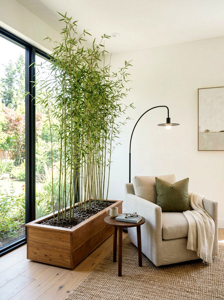 Bamboo Tree Reading Nook - 30 indoor tree corner ideas