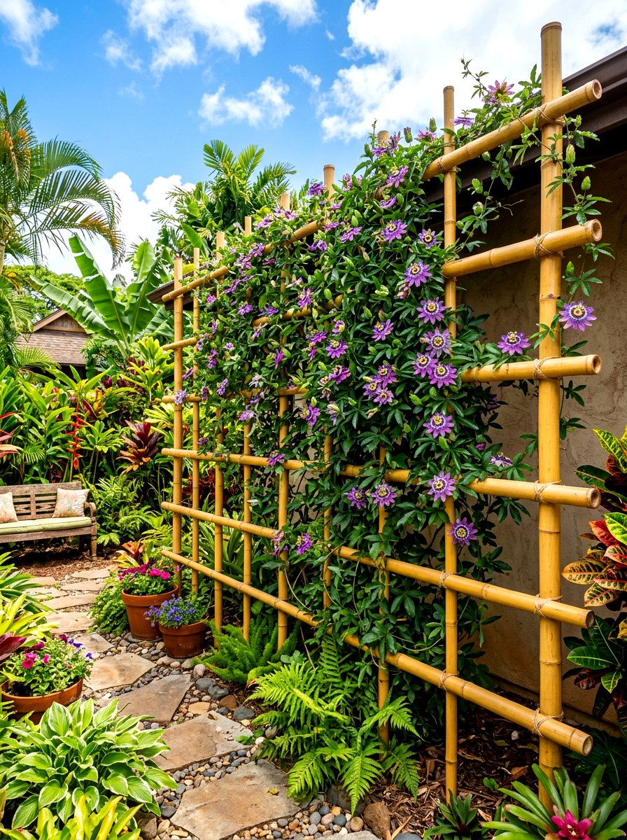 Bamboo Trellis Wall - 30 vertical garden ideas