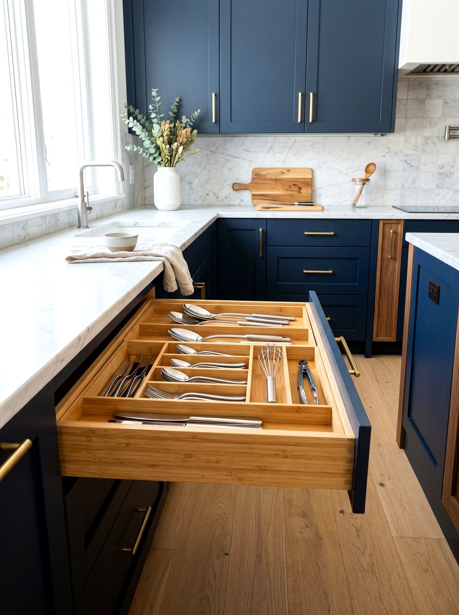 Bamboo Utensil Divider - 30 kitchen drawer organization ideas