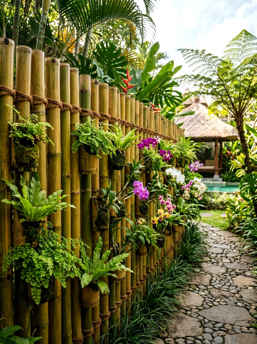Bamboo Vertical Garden Fence - 30 fence vertical garden ideas