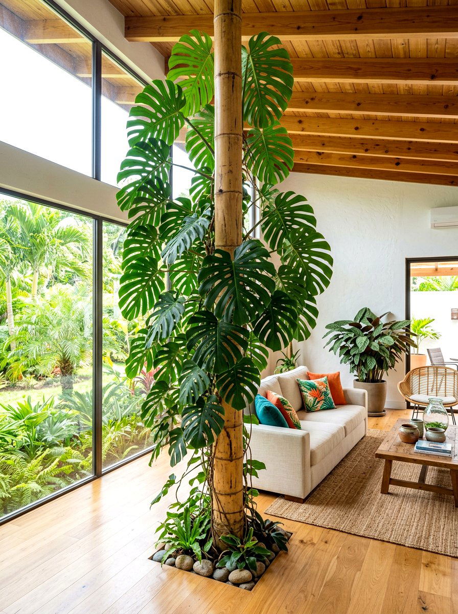 Bamboo Vertical Plant Pole - 30 indoor vertical garden ideas