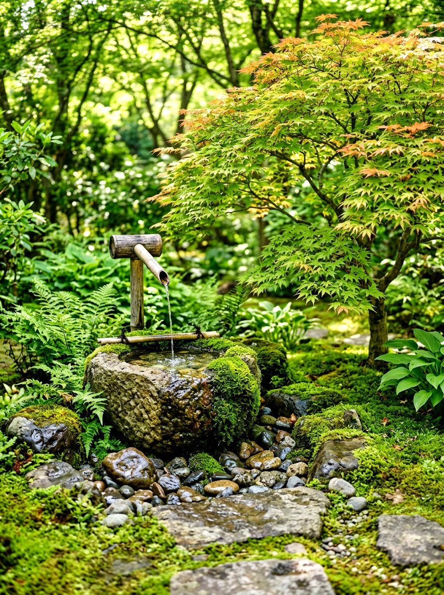 Bamboo Water Feature Maple - 30 Japanese maple garden ideas