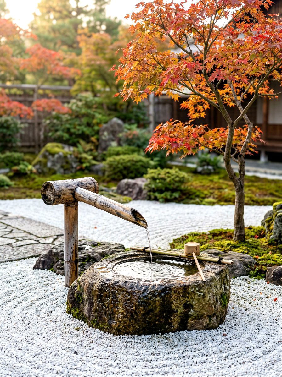 Bamboo Water Spout - 30 backyard water feature ideas