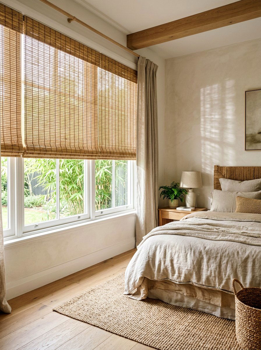 Bamboo Window Blinds - 30 low stimulation bedroom ideas