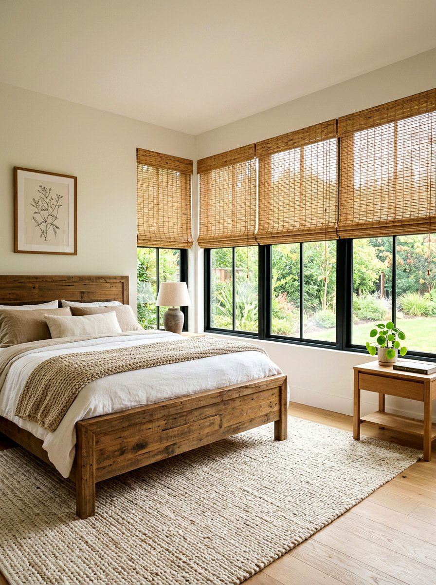 Bamboo Window Shades Bedroom - 30 earthy minimalist bedroom ideas