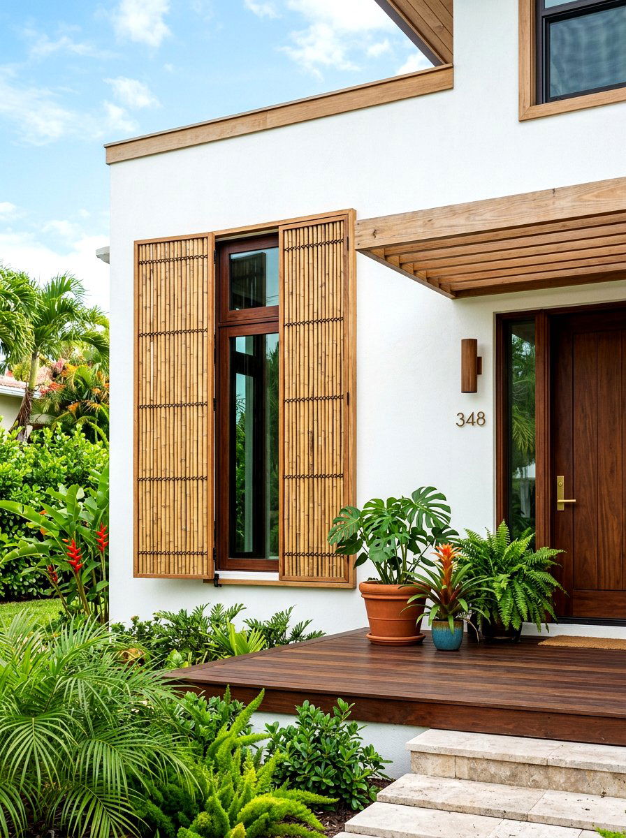 Bamboo Window Shutter - 30 bamboo privacy screen ideas