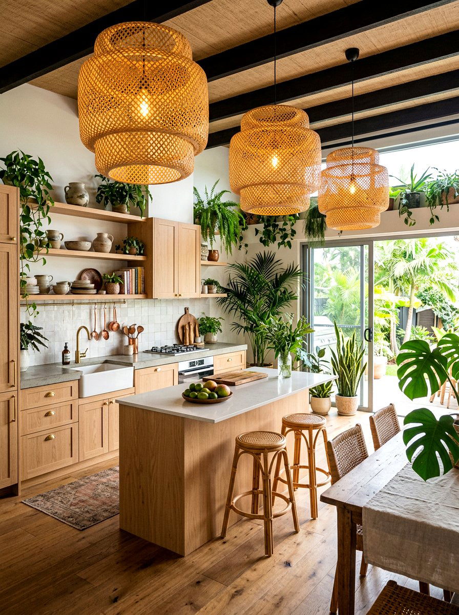 Bamboo Woven Lantern - 30 kitchen lantern lighting ideas
