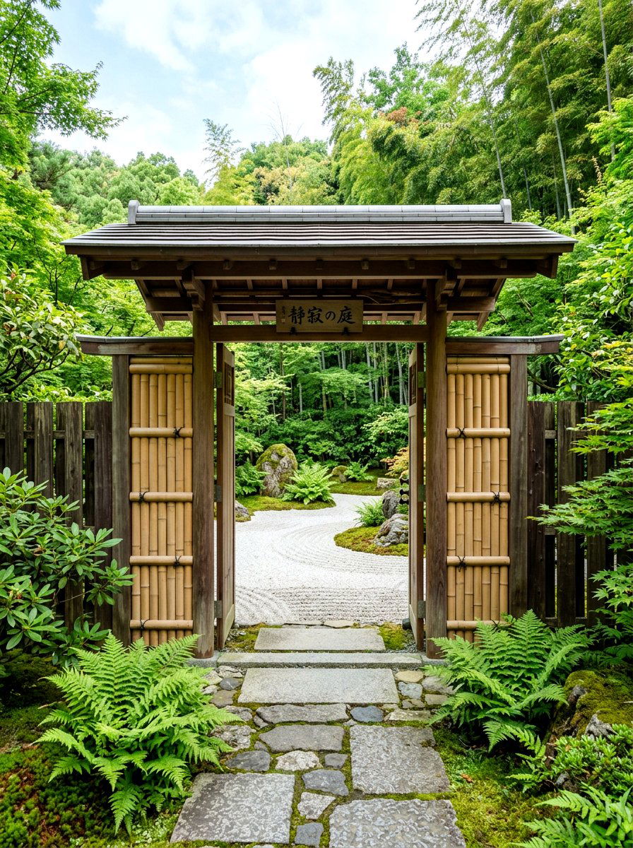 Bamboo Zen Gate - 30 front gate ideas