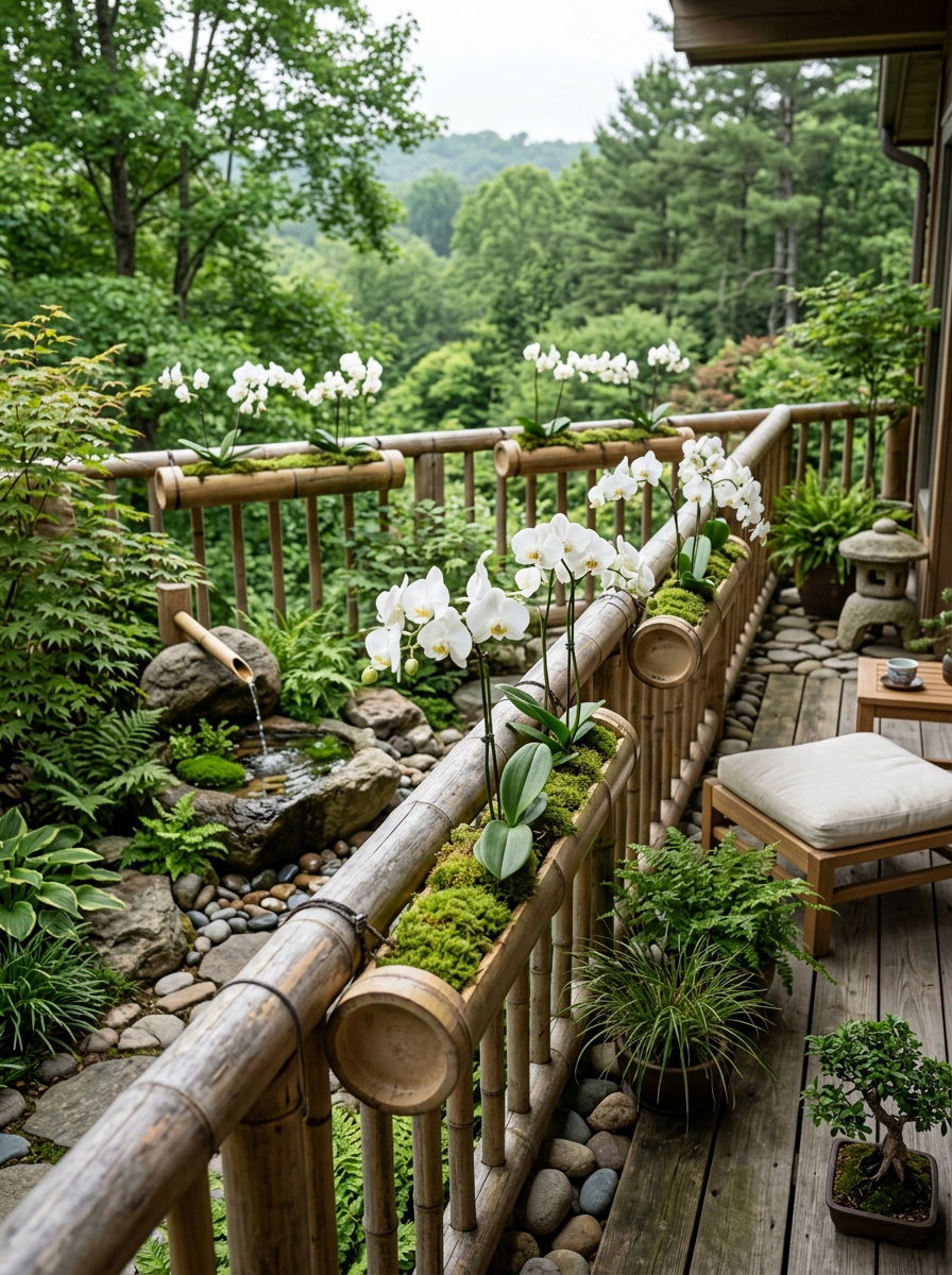 Bamboo balcony planter - 30 railing planter ideas