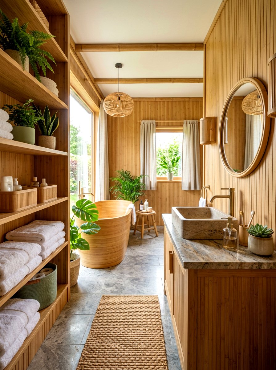 Bamboo bathroom decor - 30 earthy home decor ideas