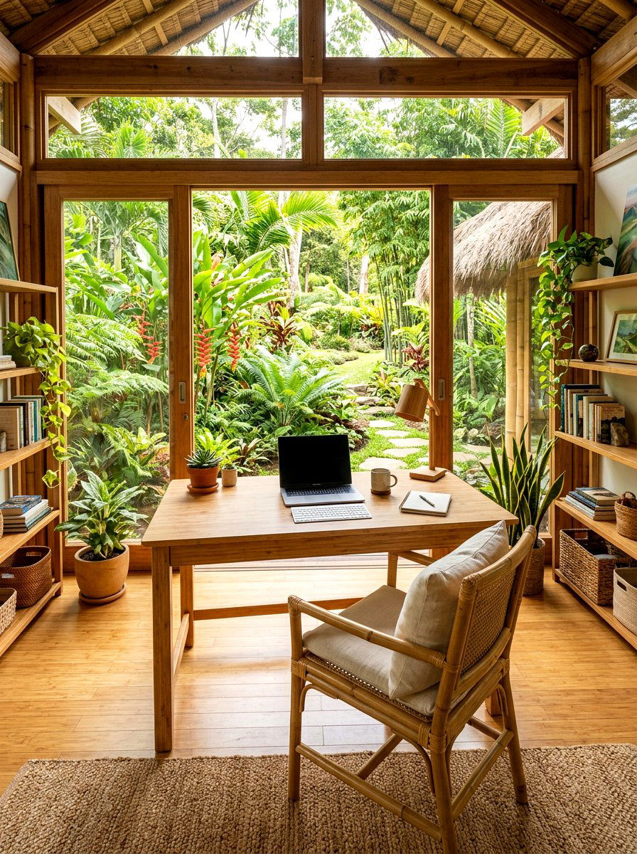 Bamboo desk home office - 30 chinoiserie office ideas