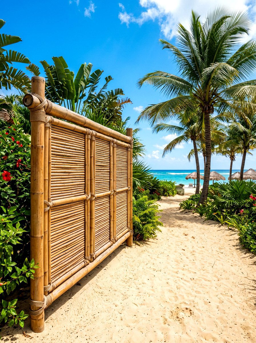 Bamboo equipment privacy screen - 30 pool equipment enclosure ideas